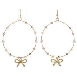 Rain Jewelry Collection Earring - Bow Beaded Charm Circle