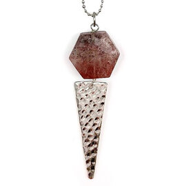 Anju Jewelry Necklace - Pink Quartz Silver Faceted