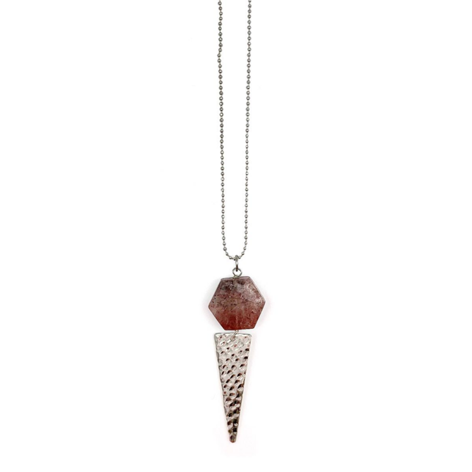 Anju Jewelry Necklace - Pink Quartz Silver Faceted
