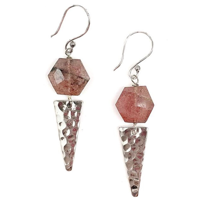 Anju Jewelry Earring - Pink Quartz Faceted