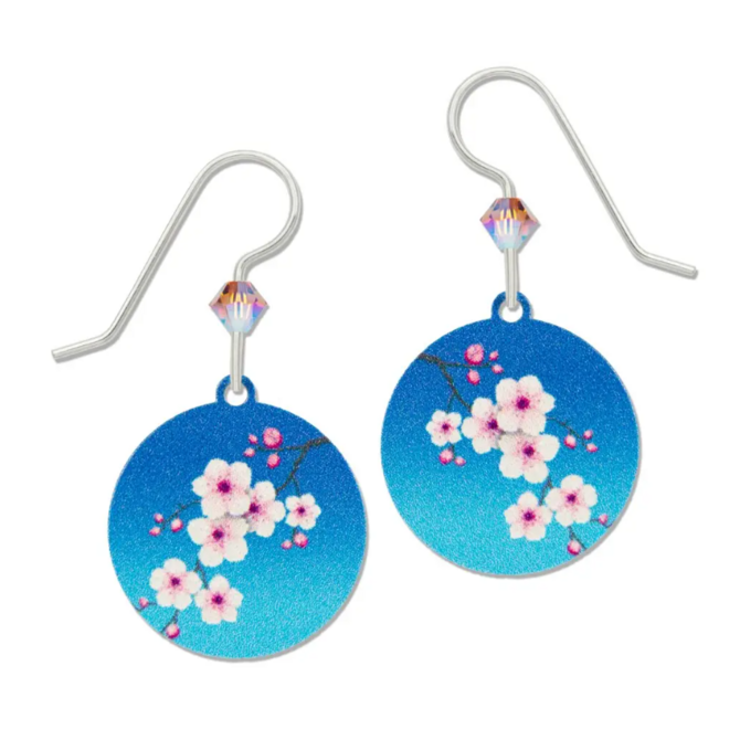 ADAJIO LEFT HAND STUDIOS Earring - Apple Blossoms/Blue Round