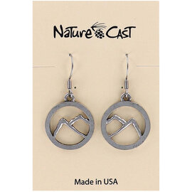NATURE CAST METALWORKS Earring - Mountains in Circle Open