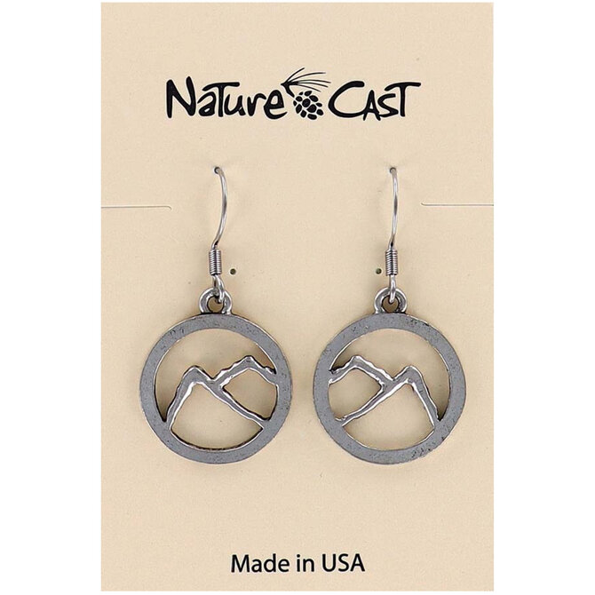 NATURE CAST METALWORKS Earrings - Mountains in Circle Open