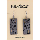 NATURE CAST METALWORKS Earring - Birds on Berries Rectangle
