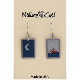 NATURE CAST METALWORKS Earring - Moon/Sun Rectangle