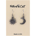 NATURE CAST METALWORKS Earring - Sun/Moon/Swirls