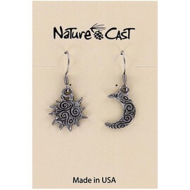 NATURE CAST METALWORKS Earring - Sun/Moon/Swirls