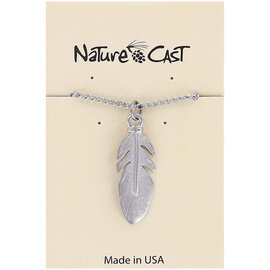 NATURE CAST METALWORKS Pendant - Feather 18"