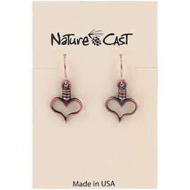 NATURE CAST METALWORKS Earring - Heart Aged Copper Tone