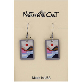 NATURE CAST METALWORKS Earring - River Orange Sun Rectangle
