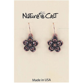 NATURE CAST METALWORKS Earring - Flower Aged Copper Tone