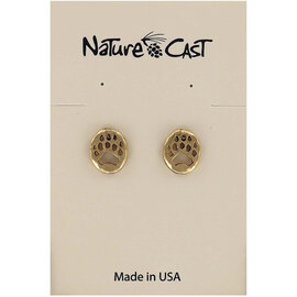 NATURE CAST METALWORKS Earring - Bear Paw Gold Post