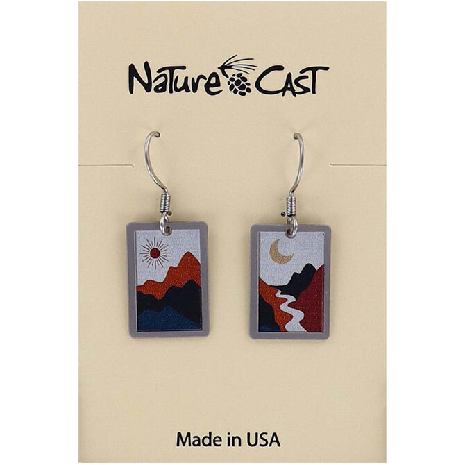 NATURE CAST METALWORKS Earring - Mountain Stream/Sun/Moon