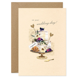NOTES & QUERIES INC Card - Wedding Cake & Hearts