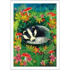 NOTES & QUERIES INC Card - Badger & Mushrooms