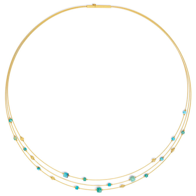BERND WOLF Necklace - Cubetinos Turquoise SS 24K Plated 43cm