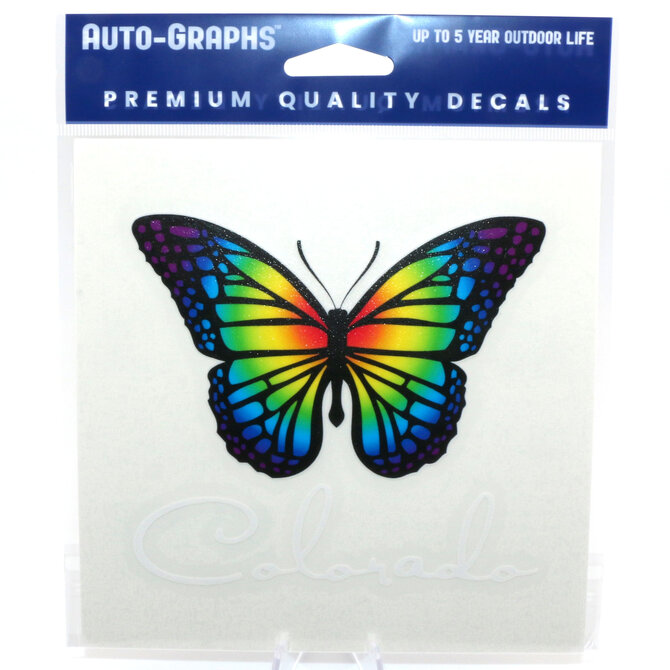 BRASS REMINDERS CO. STICKER-RAINBOW BUTTERFLY COLORADO