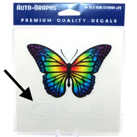 BRASS REMINDERS CO. STICKER-RAINBOW BUTTERFLY COLORADO