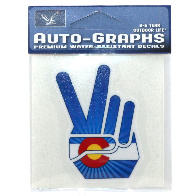 BRASS REMINDERS CO. STICKER-MINI FINGER PEACE COLORADO FLAG