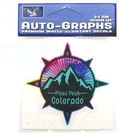 BRASS REMINDERS CO. STICKER-MINI PAINTED COMPASS PIKES PEAK/CO