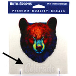 BRASS REMINDERS CO. STICKER-IMPRESSIONIST BEAR FACE COLORADO