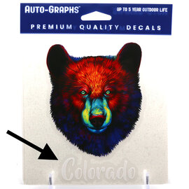 BRASS REMINDERS CO. STICKER-IMPRESSIONIST BEAR FACE COLORADO