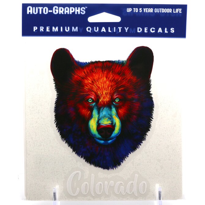 BRASS REMINDERS CO. STICKER-IMPRESSIONIST BEAR FACE COLORADO