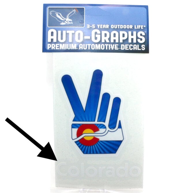 BRASS REMINDERS CO. STICKER-FINGER PEACE COLORADO FLAG