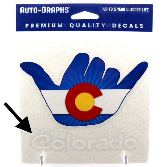 BRASS REMINDERS CO. STICKER-HANG LOOSE HAND COLORADO FLAG