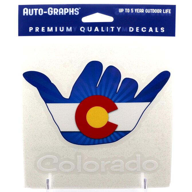 BRASS REMINDERS CO. STICKER-HANG LOOSE HAND COLORADO FLAG
