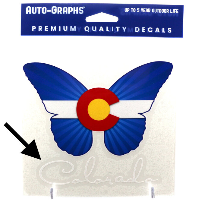 BRASS REMINDERS CO. STICKER-BUTTERFLY COLORADO FLAG