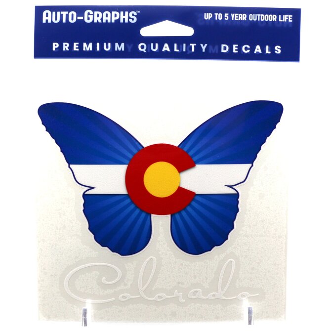 BRASS REMINDERS CO. STICKER-BUTTERFLY COLORADO FLAG