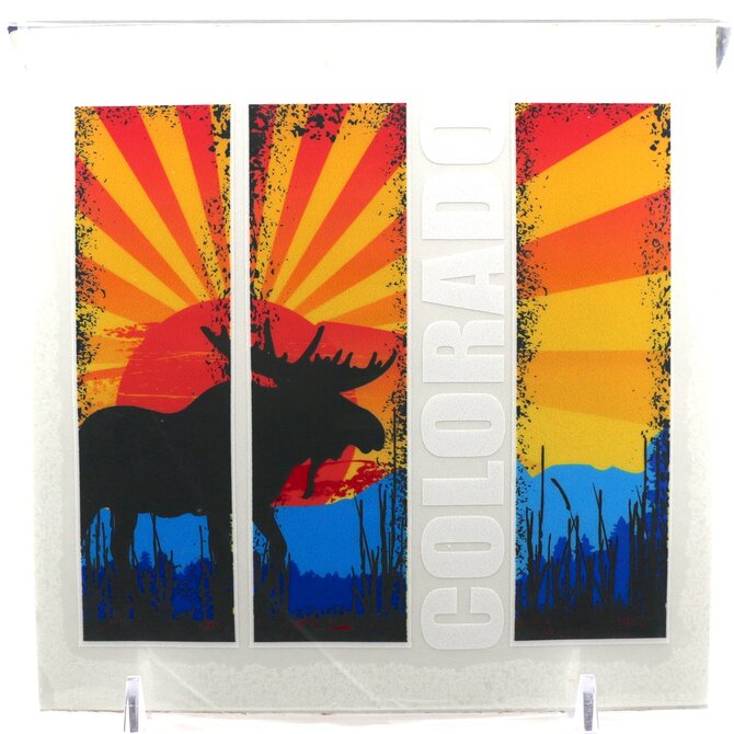 BRASS REMINDERS CO. STICKER-MOOSE TRI-PANEL COLLAGE COLORADO