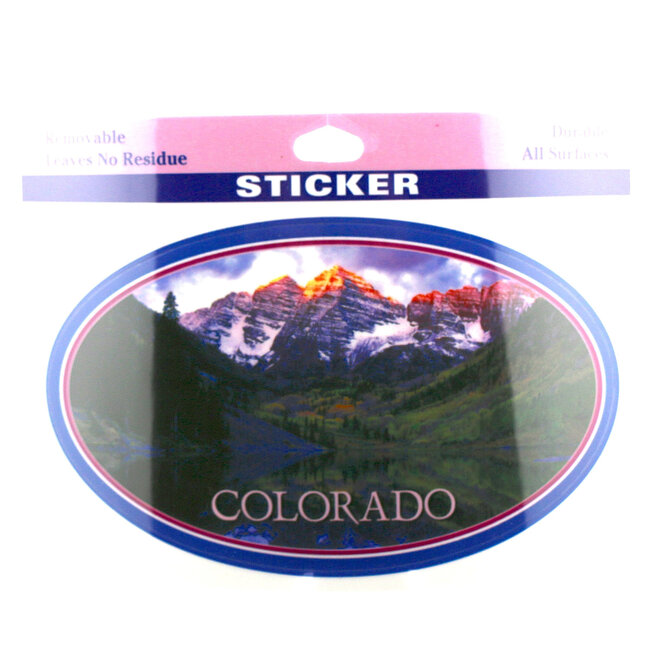 Sticker - Oval Maroon Bells Purple Colorado