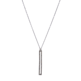Rebel Designs Necklace - Skinny Rectangle Black Diamond Crystal