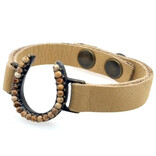 Rebel Designs Bracelet - Tan w/Cafe Skinny Horseshoe