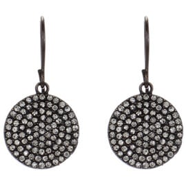 Rebel Designs Earring - Mini Encrusted Disc/Black Diamond Crystal