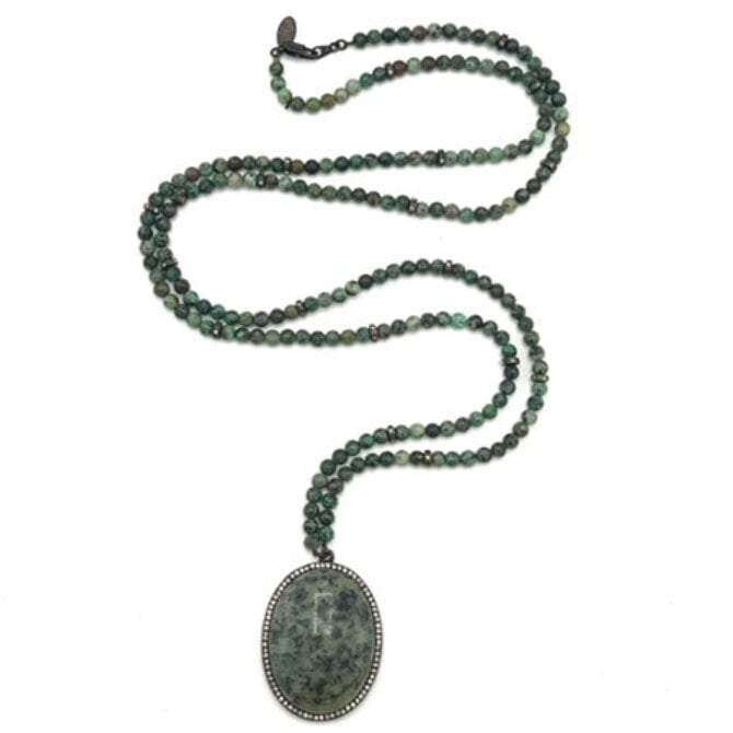 Rebel Designs Necklace - African Turquoise/Beaded Chain