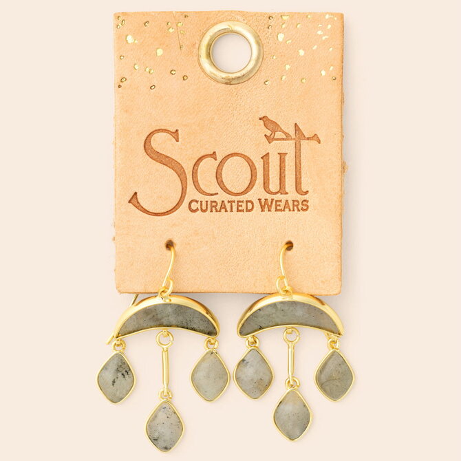 Scout Curated Wears Earring - Stone Crescent Drop/Labradorite/Gold