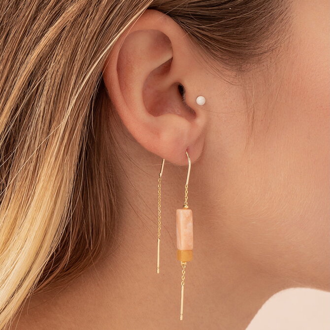 Scout Curated Wears Earring - Rose Quartz/Amber/Gold
