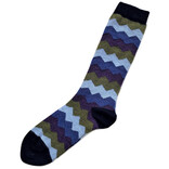 TEY-ART INC. Sock - Alpaca Mountain Stripe Navy Medium