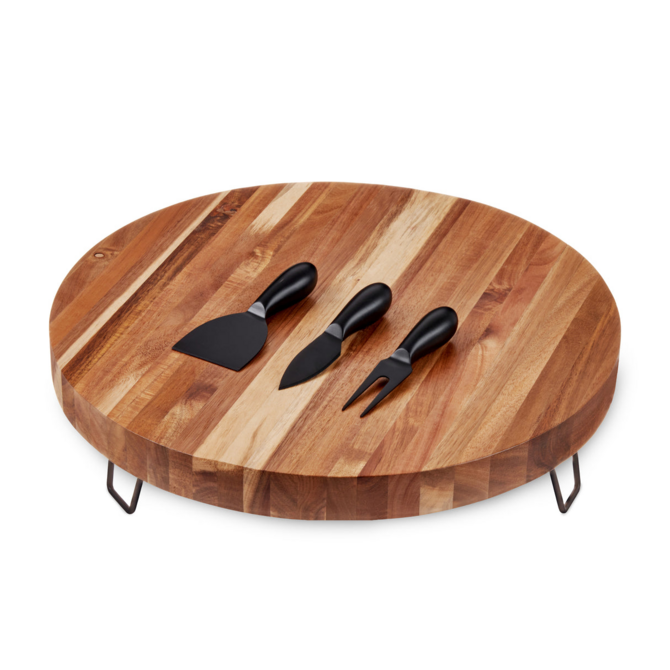 TRUEBRANDS Cheeseboard - Acacia Footed w/ Knife