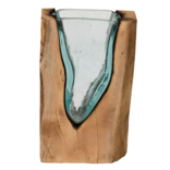 BENJAMIN INTERNATIONAL VASE-GLASS IN WOOD 6.5X10