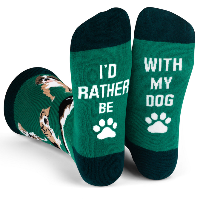 LAVLEY SOCKSM-I'D RATHER BE WITH DOG GRN