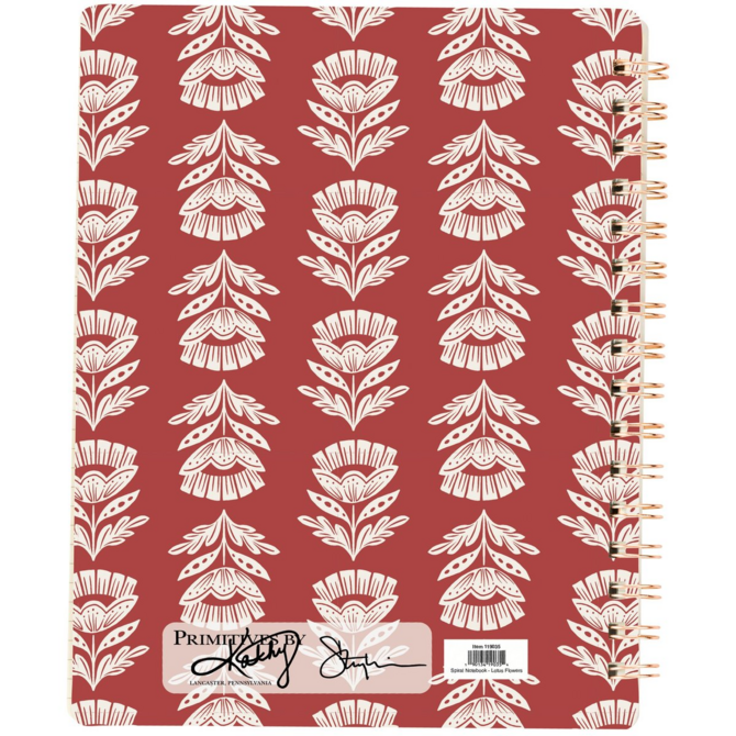 PRIMITIVES BY KATHY Notebook - Red Folk Floral Spiral