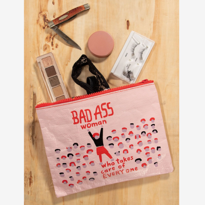 Blue Q Zipper Pouch - Bad Ass Woman