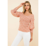 THML Top - Flower Smocked Long Sleeve