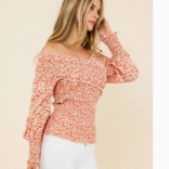 THML Top - Flower Smocked Long Sleeve