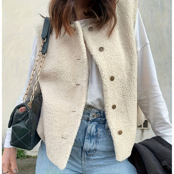 HIDDENBRAND Vest - Cozy Sherpa Fleece Button