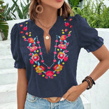 HIDDENBRAND Top - Boho Floral Embroidered Ruffle